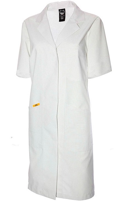ESD Ladies Coat short sleeve white 155g/m²