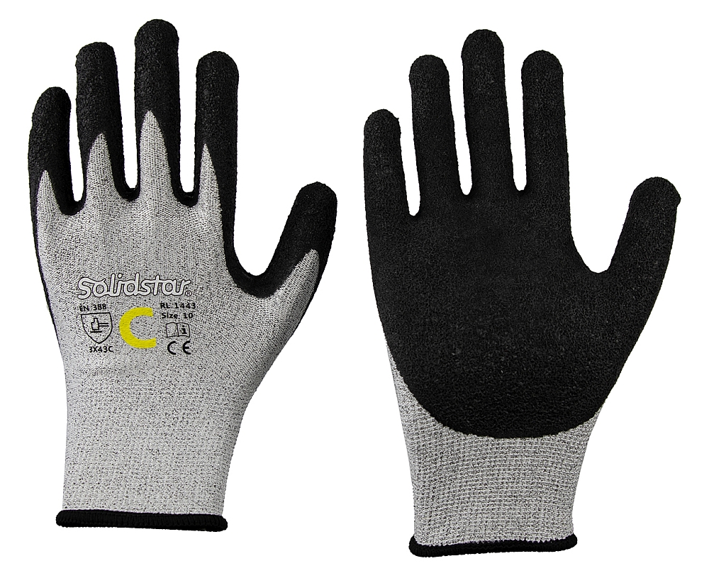 Solidstar 1443 Cut protection gloves with latex coating grey
