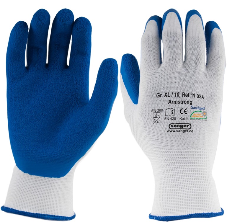 Nylon protective gloves Armstrong with liquid-proof latex coating