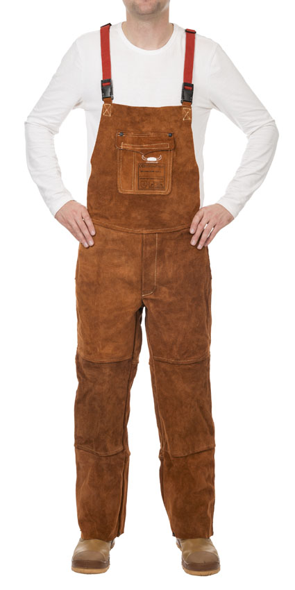 Weldas Lava Brown 44-7440/7648 Cowhide Split Leather Welding Dungarees
