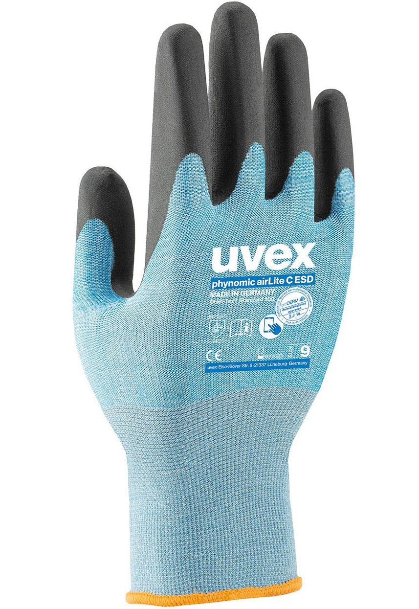 uvex 60084 phynomic airLite C ESD cut protection gloves level C touch screen capable