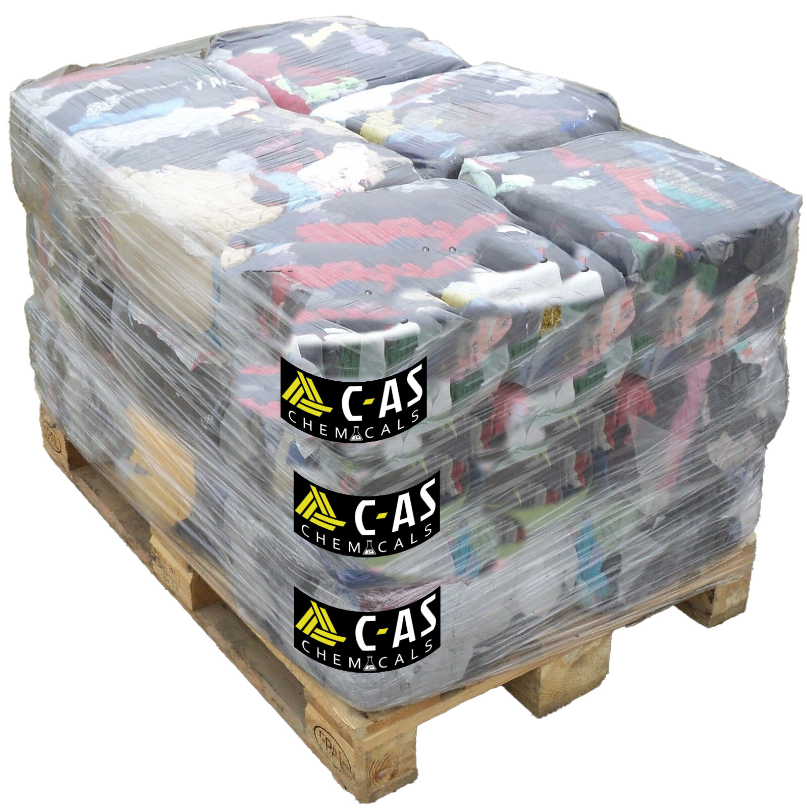 Colorful tricot rags half pallet - 15 pressed bales a 10 kg