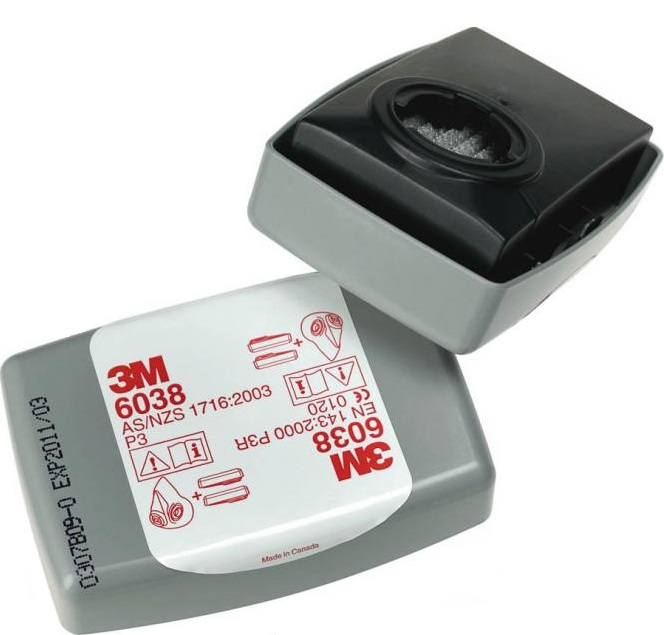 3M Particle filter and plastic housing P3R+active carbon 6038