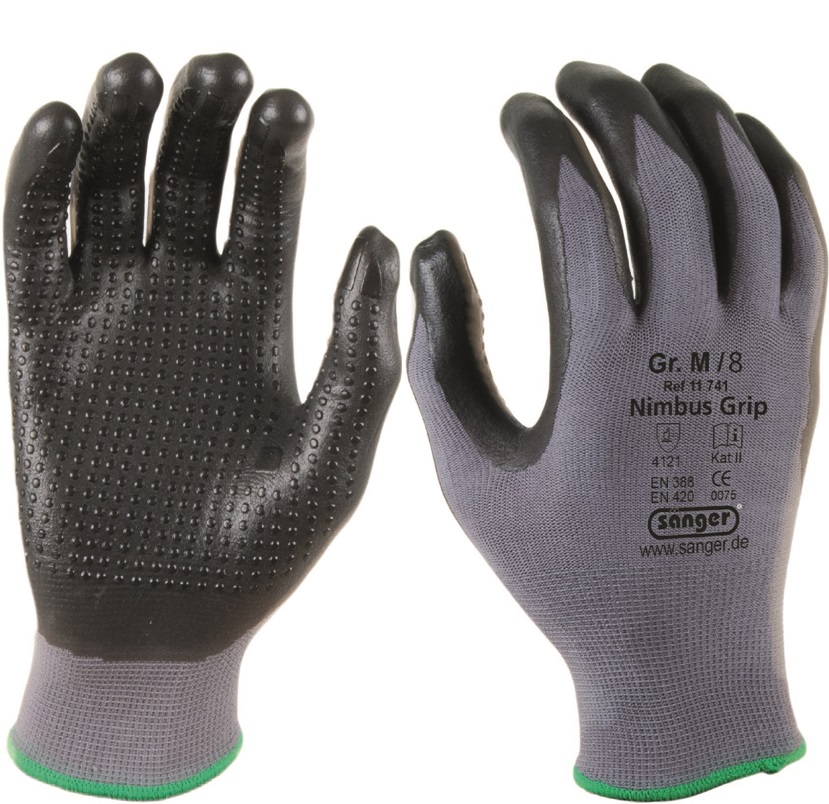 Nylon protective gloves Nimbus Grip with nitrile foam coating and studs