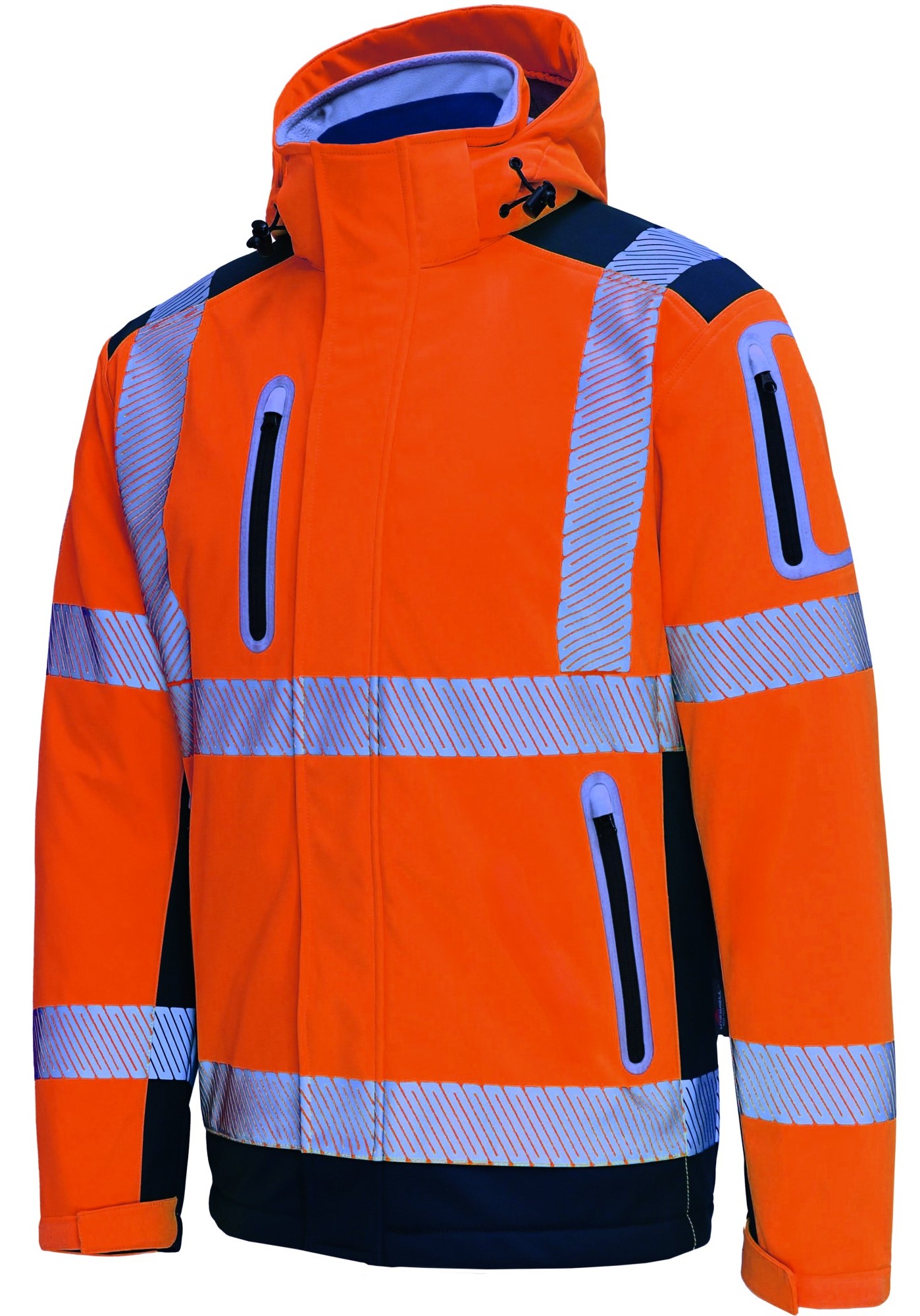 Vizwell VW177DO Winter softshell jacket 3 in 1 fluorescent orange-navy