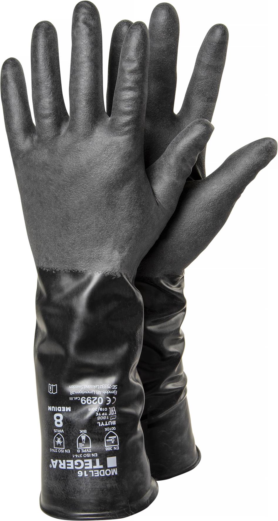 ejendals Tegera 16 butyl chemical protective gloves