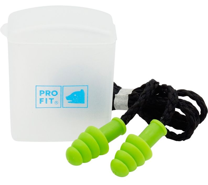 Pro-Fit Prosoft 34 reusable hearing protection plugs with cord green