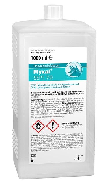 Greven Hand disinfectant Myxal Sept 70 1 litre hard bottle