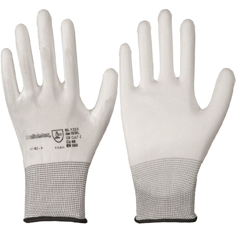 Solidstar 101322 Fine knit protective gloves with PU coating white
