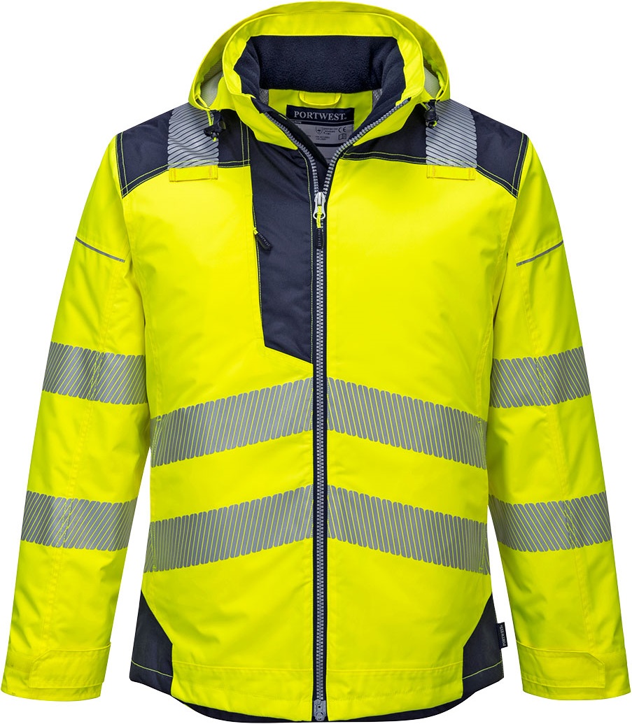 Portwest Vision T400 warning rain jacket yellow-black
