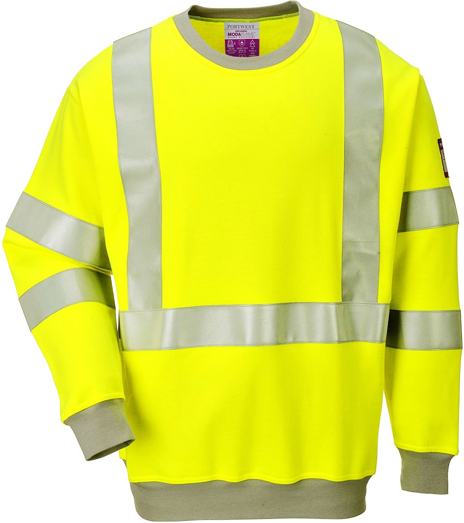 Portwest Modaflame FR72 Flame retardant antistatic warning sweatshirt yellow