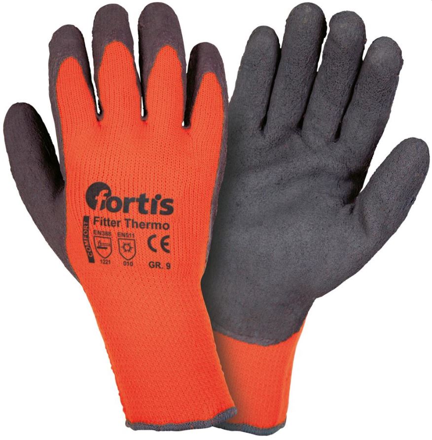Fortis Comfort Fitter Thermo Knitted Gloves with Nitrile Coating orange-grey