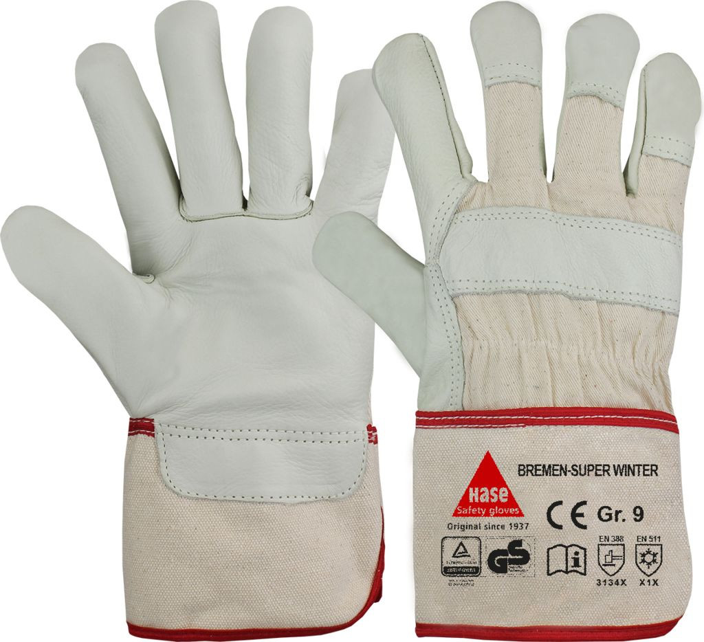 Hase 293300 BREMEN-SUPER-WINTER Cold protection gloves made of cow grain leather