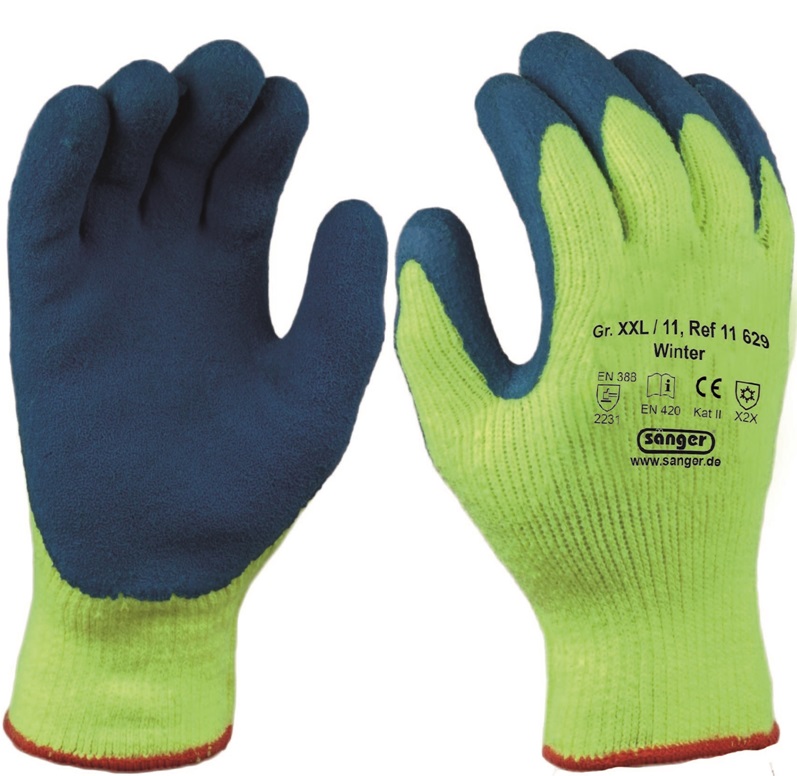 Acrylic cold protection gloves Winter with liquid-proof latex coating in the online shop