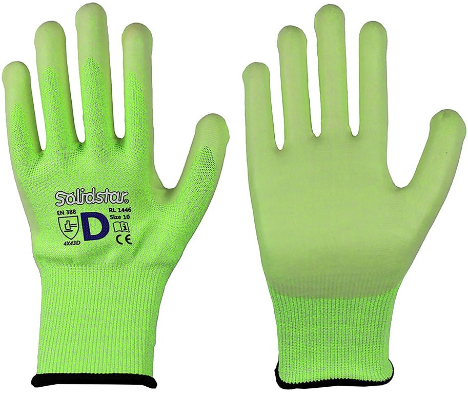 Solidstar 1446 Cut resistant gloves with nitrile coating Neon
