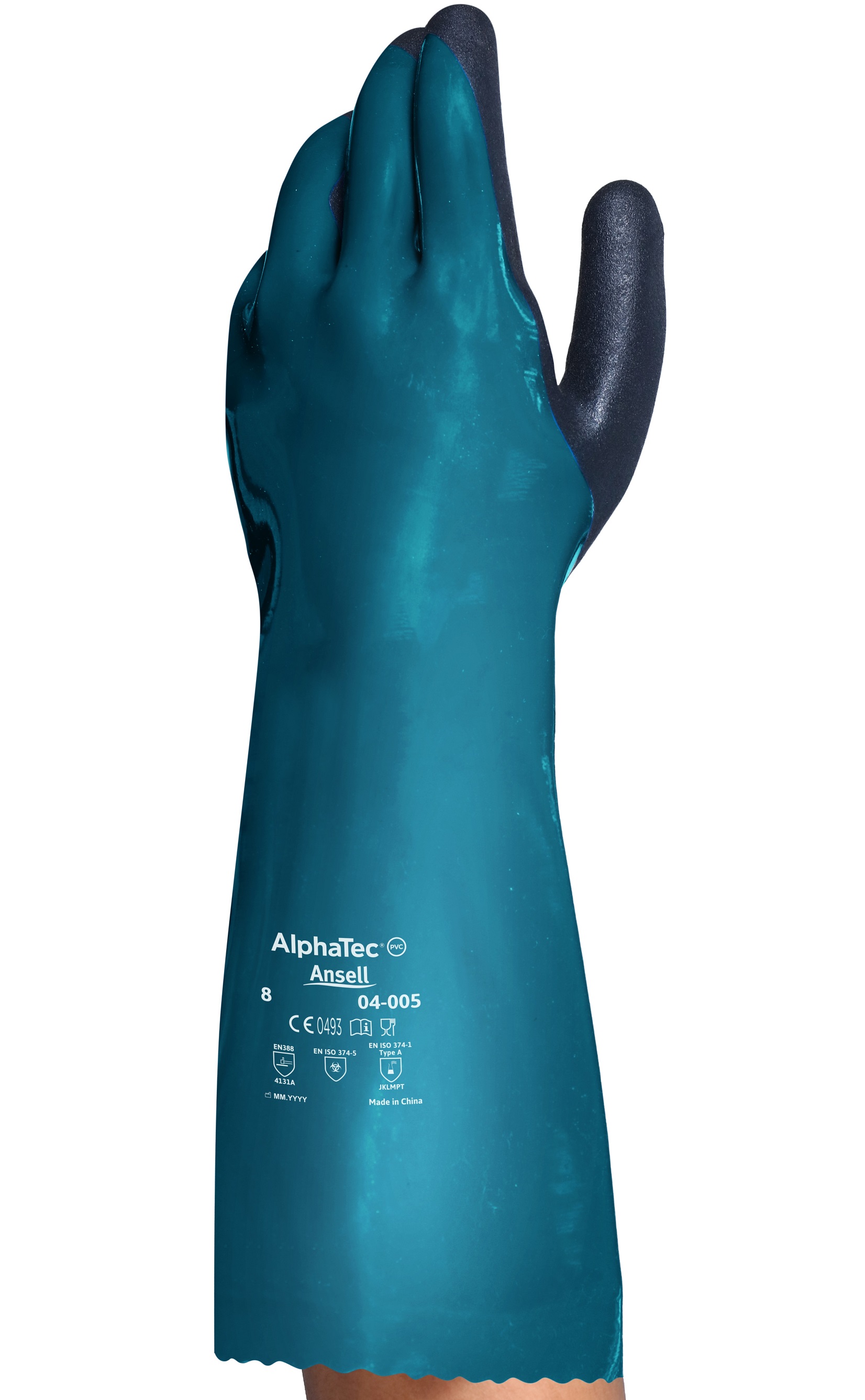Ansell AlphaTec 04-005 PVC nitrile chemical protective gloves 