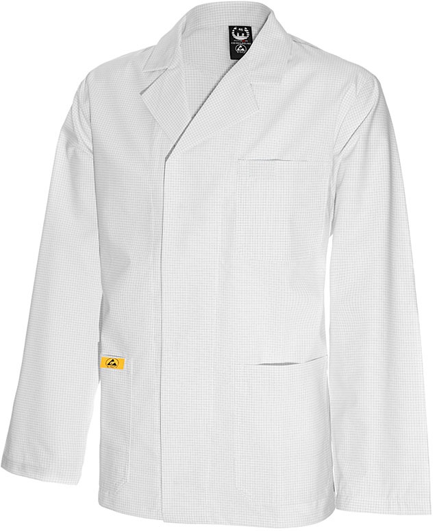 ESD men's jacket long sleeve white 155g/m²