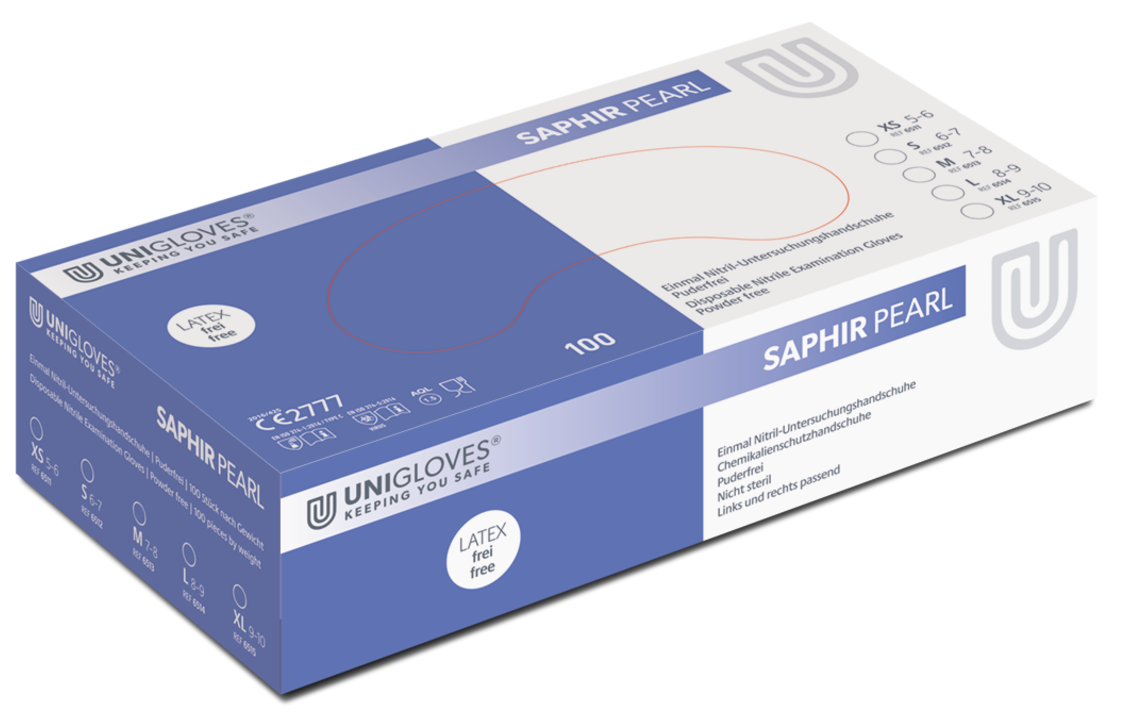 Unigloves Saphir Pearl disposable nitrile gloves powder free 