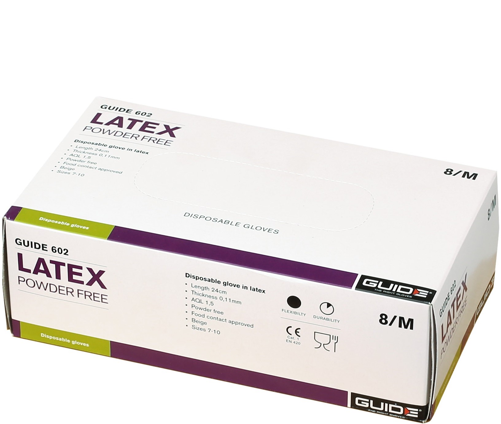Guide 602 Latex disposable gloves powder free