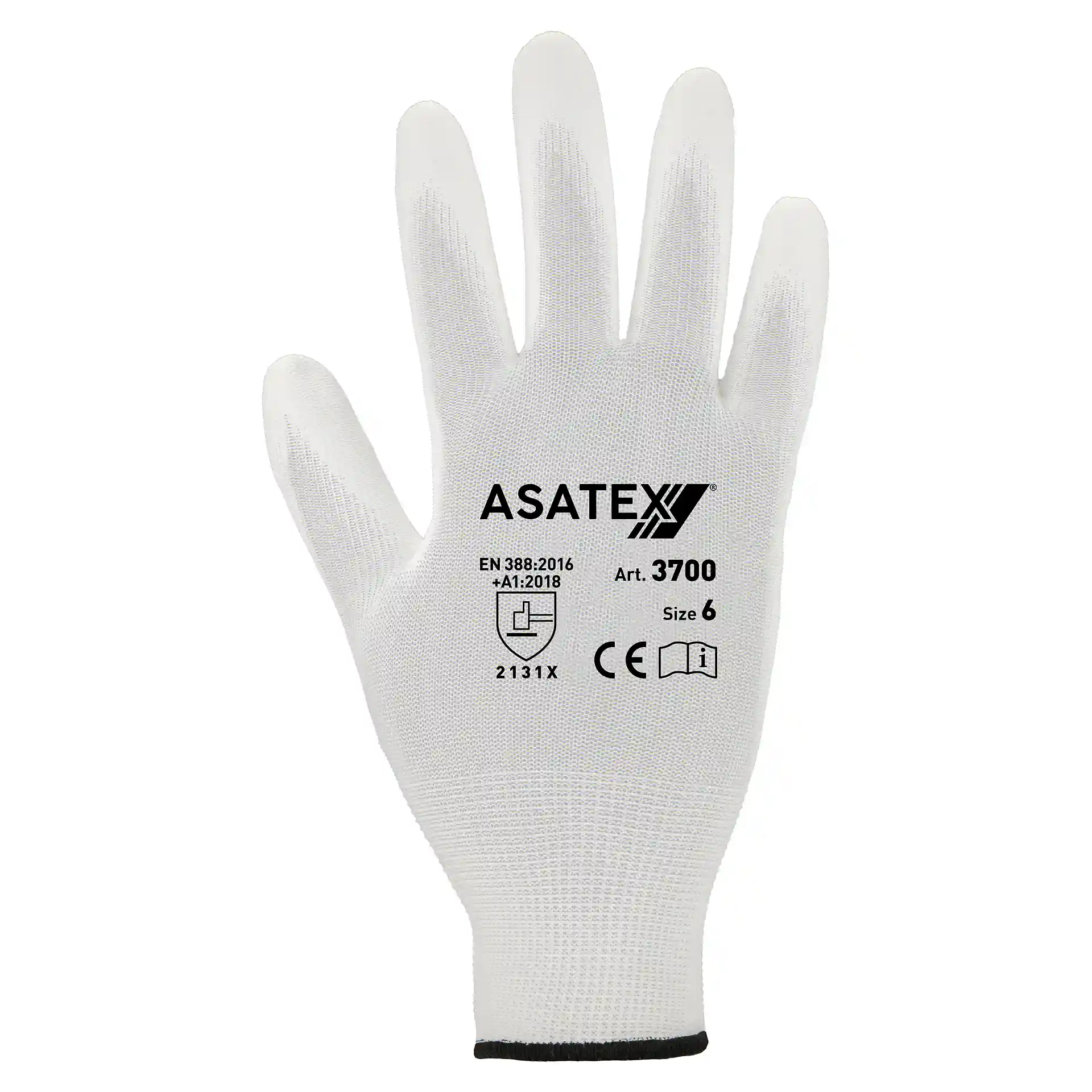 Asatex 3700-70 PU fine knit gloves partially coated