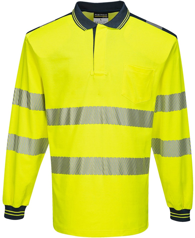 Portwest T184 PW3 Hi-Vis Polo Shirt long sleeve