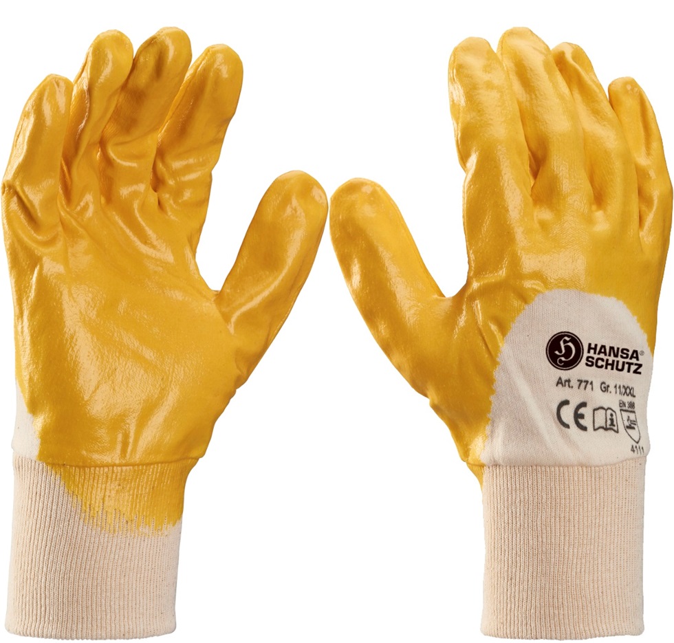 HansaTec 771 Nitrile protective gloves with knitted waistband Premium