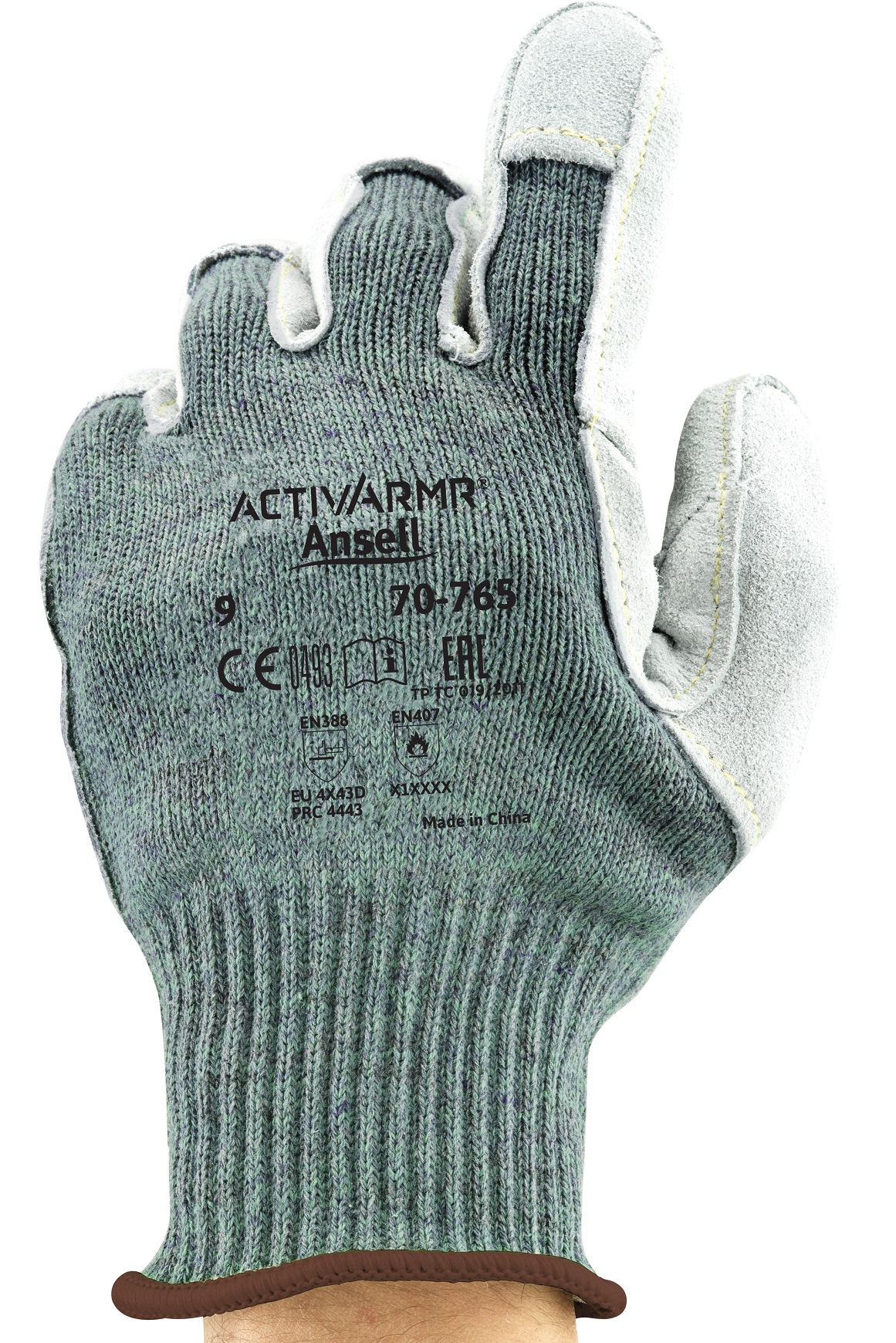 Ansell Vantage 70-765 cut-resistant gloves with leather coating