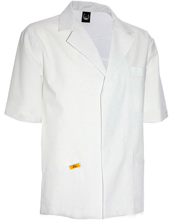 ESD men's jacket short sleeve white 155g/m²