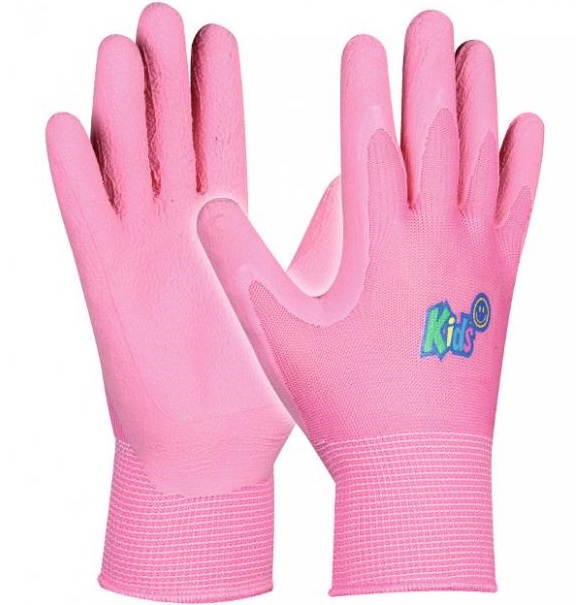 Gebol Kids Pink Children's Gloves with Latex Foam Coating
