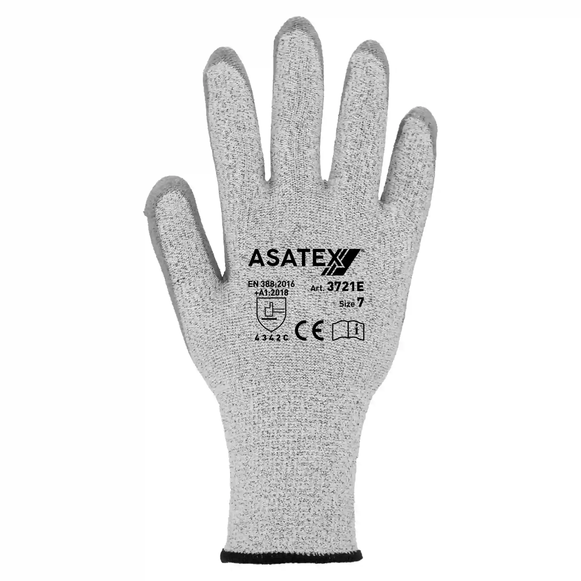3721E Cut resistant gloves grey Level 5with PU-coating