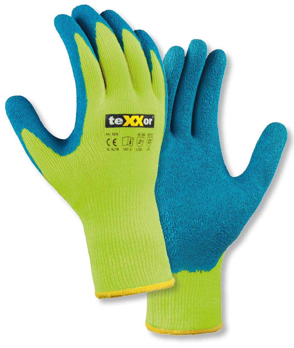 texxor 2270 latex protective gloves yellow