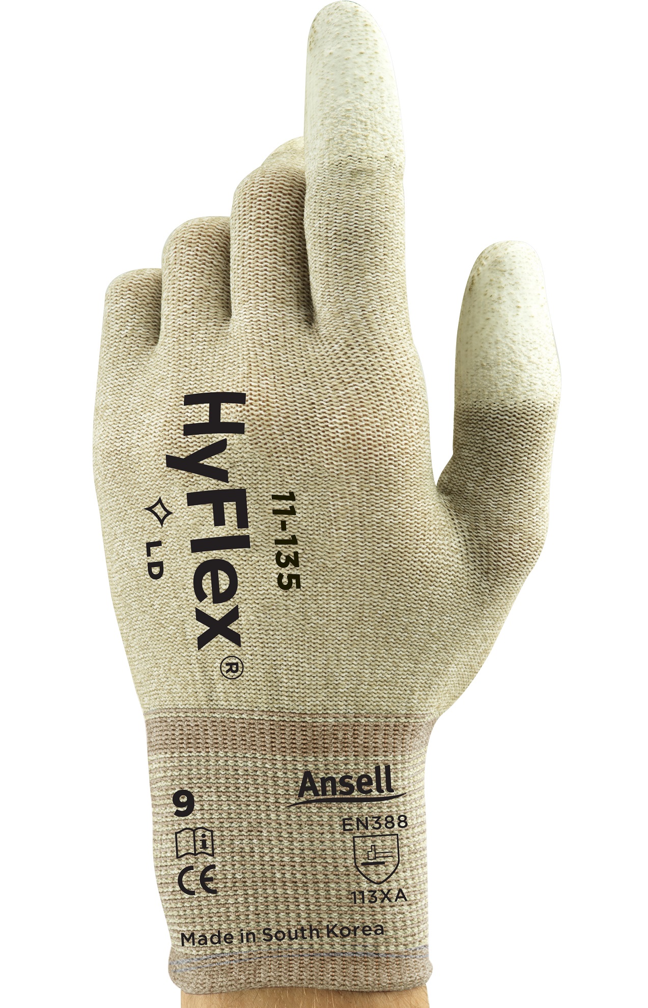 Ansell Hyflex 11-135 Protective gloves with PU coating brown/white