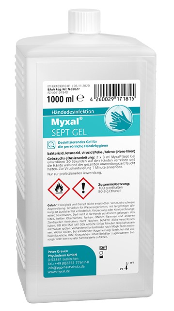 Greven Disinfection gel Sept Gel 1 litre hard bottle