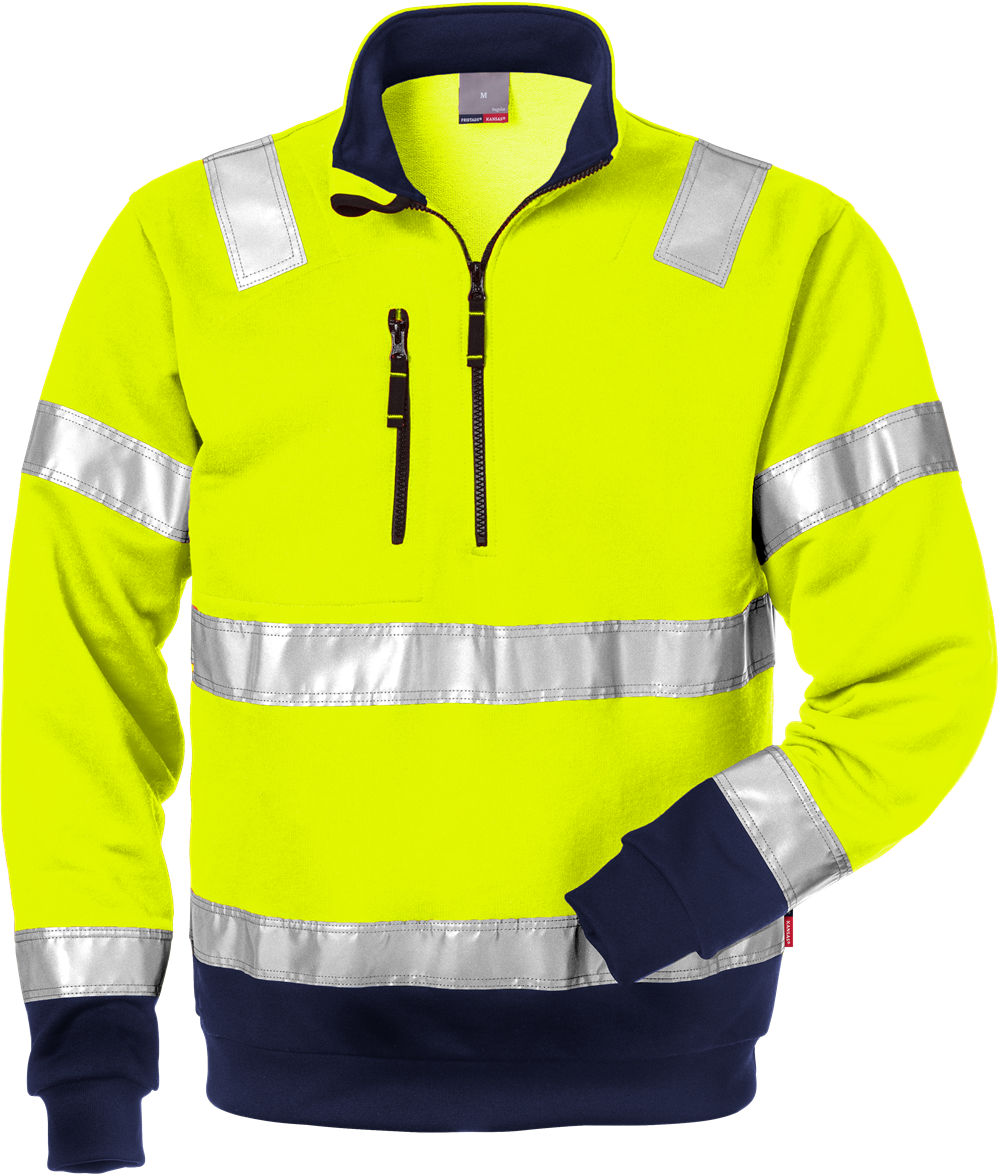 Fristads 100134 High Vis Warning Zipper Sweatshirt 728 SHV