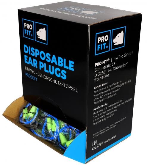 Pro-Fit 262 Prosoft 39 earplugs with cord, SNR-39 dB(A) Box