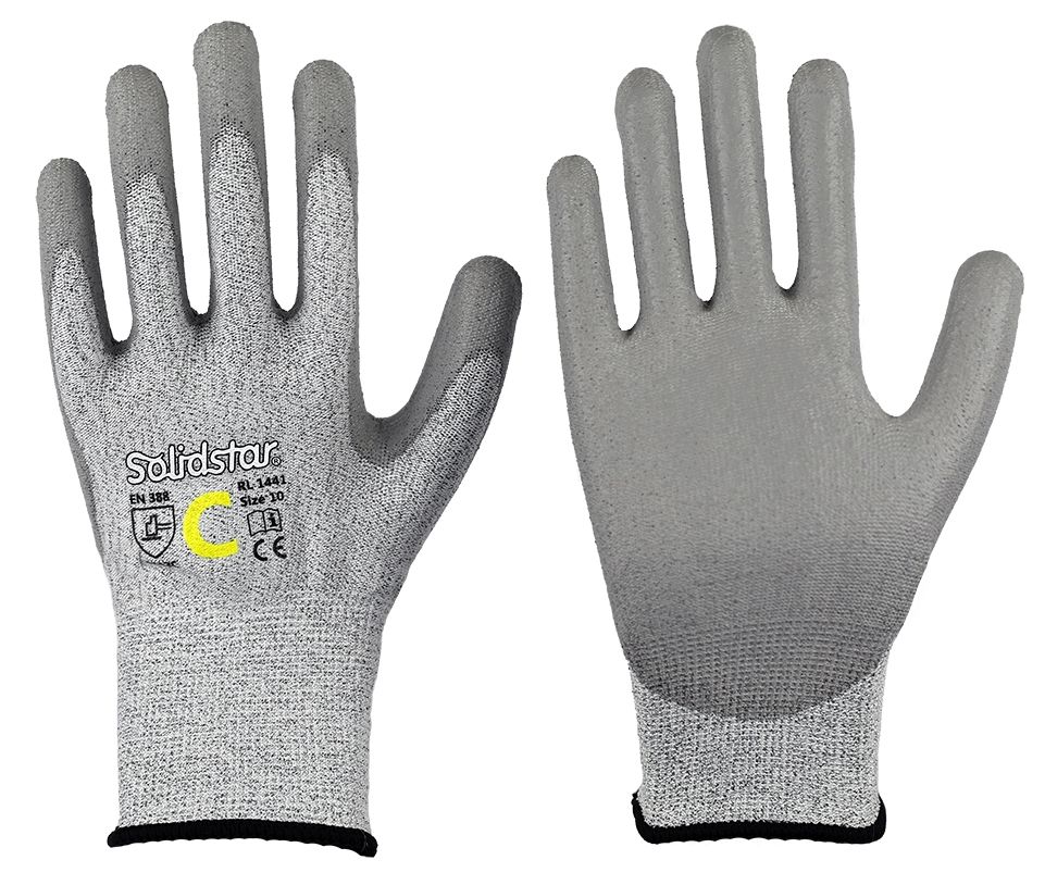 Solidstar 1441 Cut resistant gloves grey with PU-coating