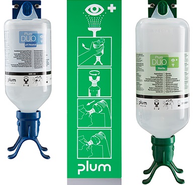 Plum 4803 Eye Emergency Unit DUO with 500 ml ph Neutral DUO and 1000 ml Eye Flush DUO