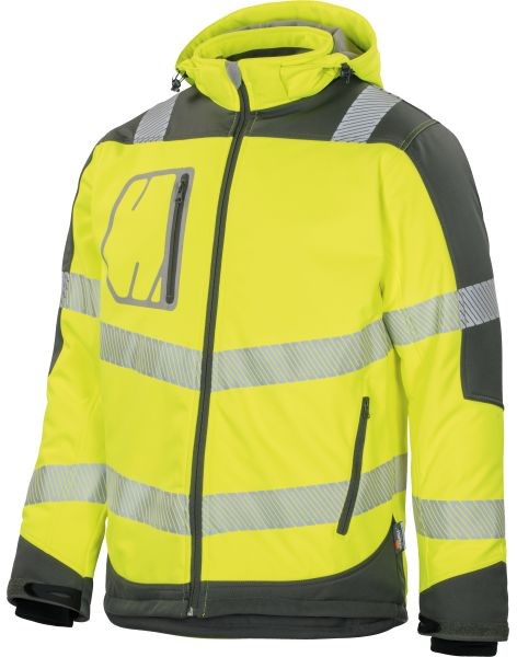 Vizwell VW268 winter softshell jacket fluorescent yellow gray