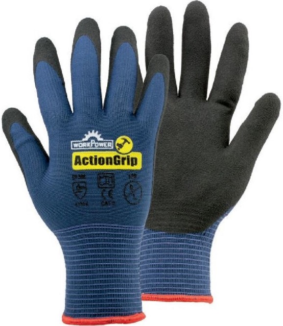 Work Power Action Grip Nitrile Protective Gloves