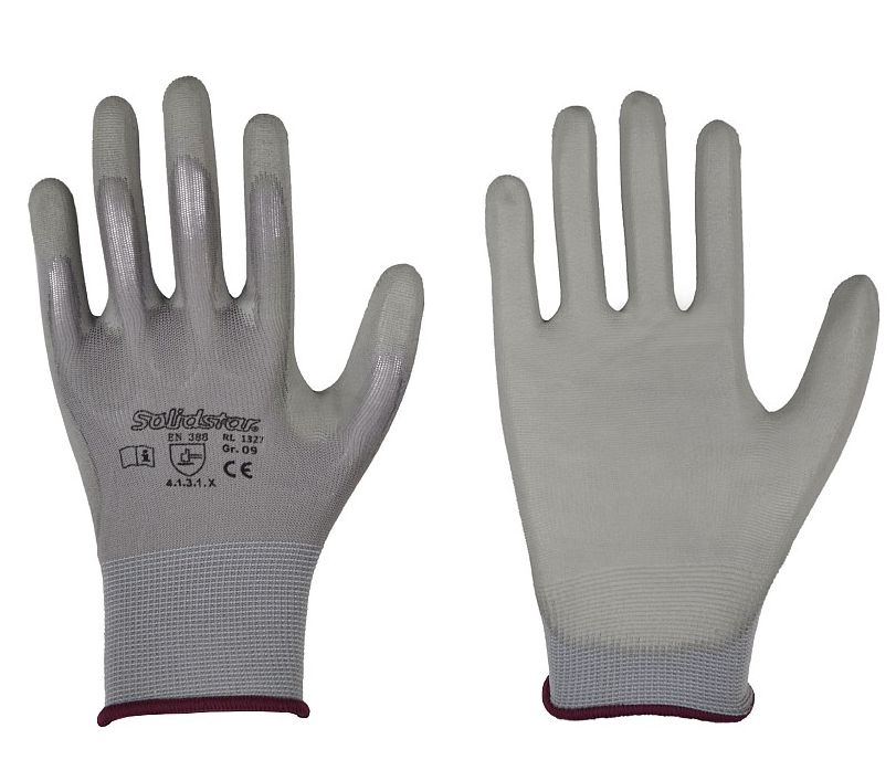 Solidstar 101327 Fine knit protective gloves with PU coating grey
