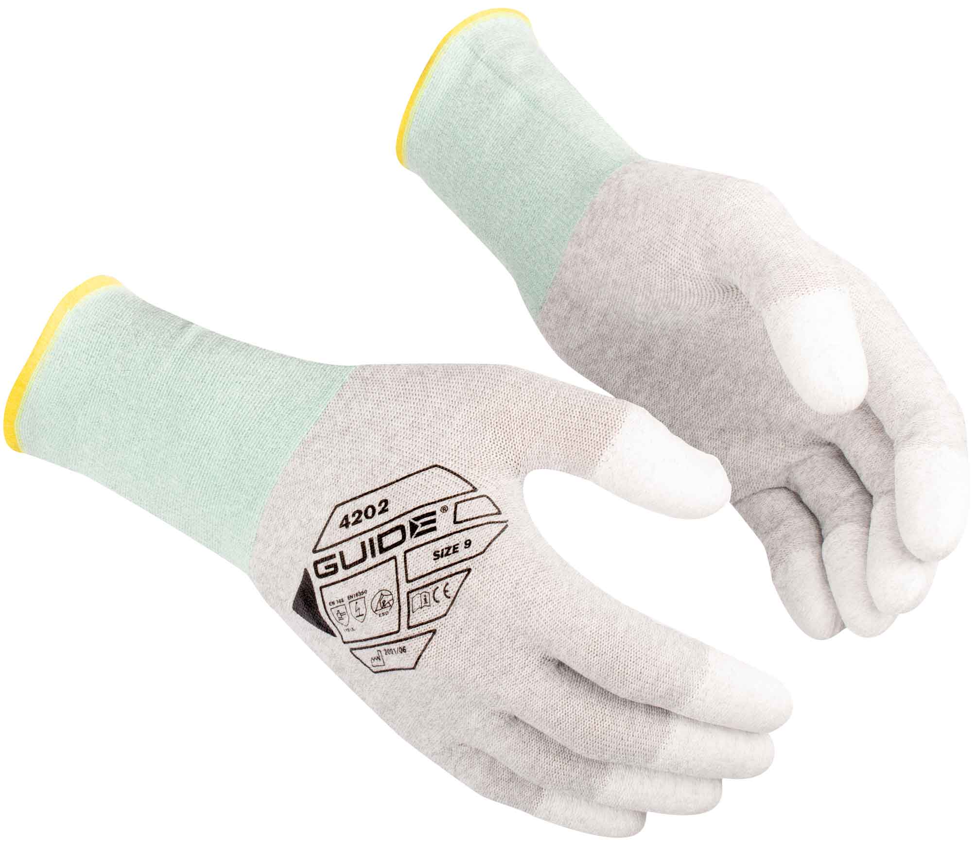 Guide 4202 ESD PU protective gloves fingertip coated