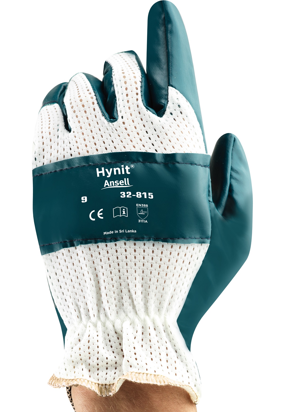 Ansell Hynit 32-815 nitrile protective gloves partially coated 