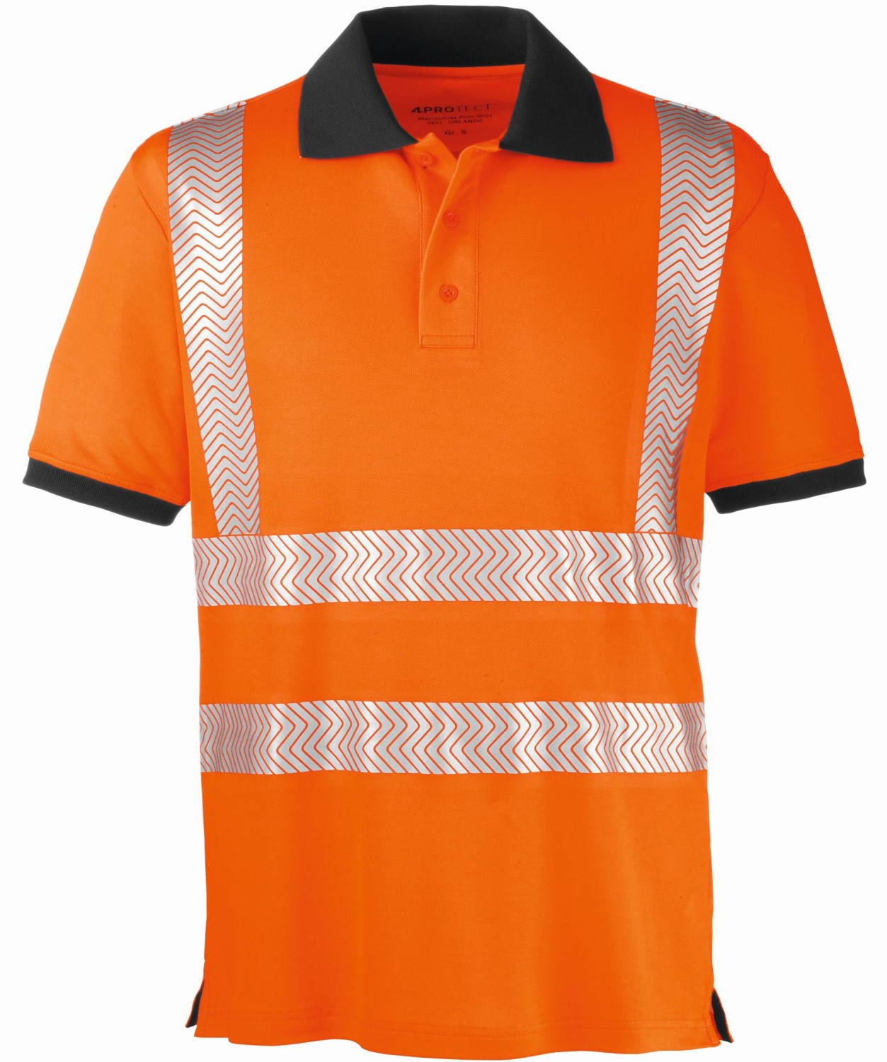 4 Protect 3433 ORLANDO high-visibility polo shirt fluorescent orange-grey