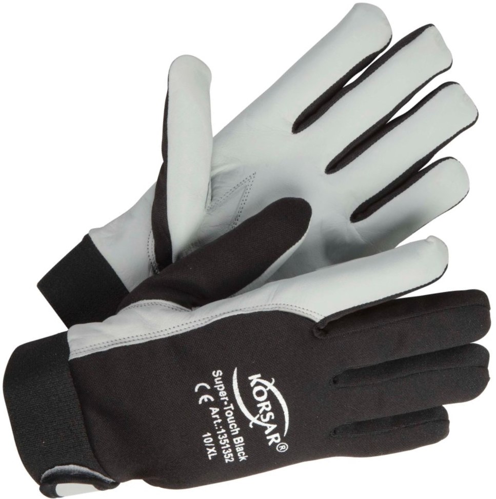 Corsair Super-Touch Black kid leather gloves