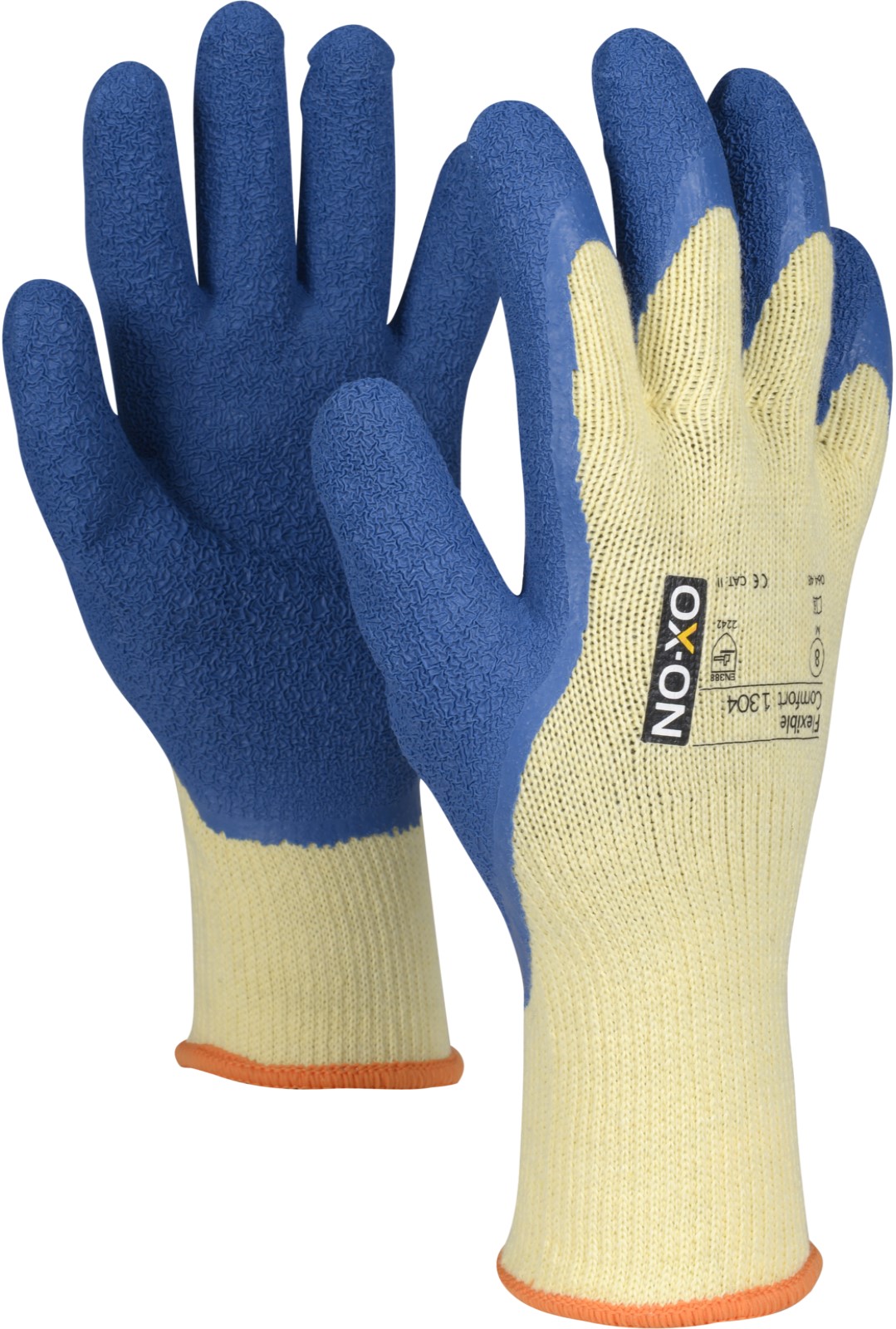 OX-ON Flexible Comfort 1304 Latex protective gloves partially coated