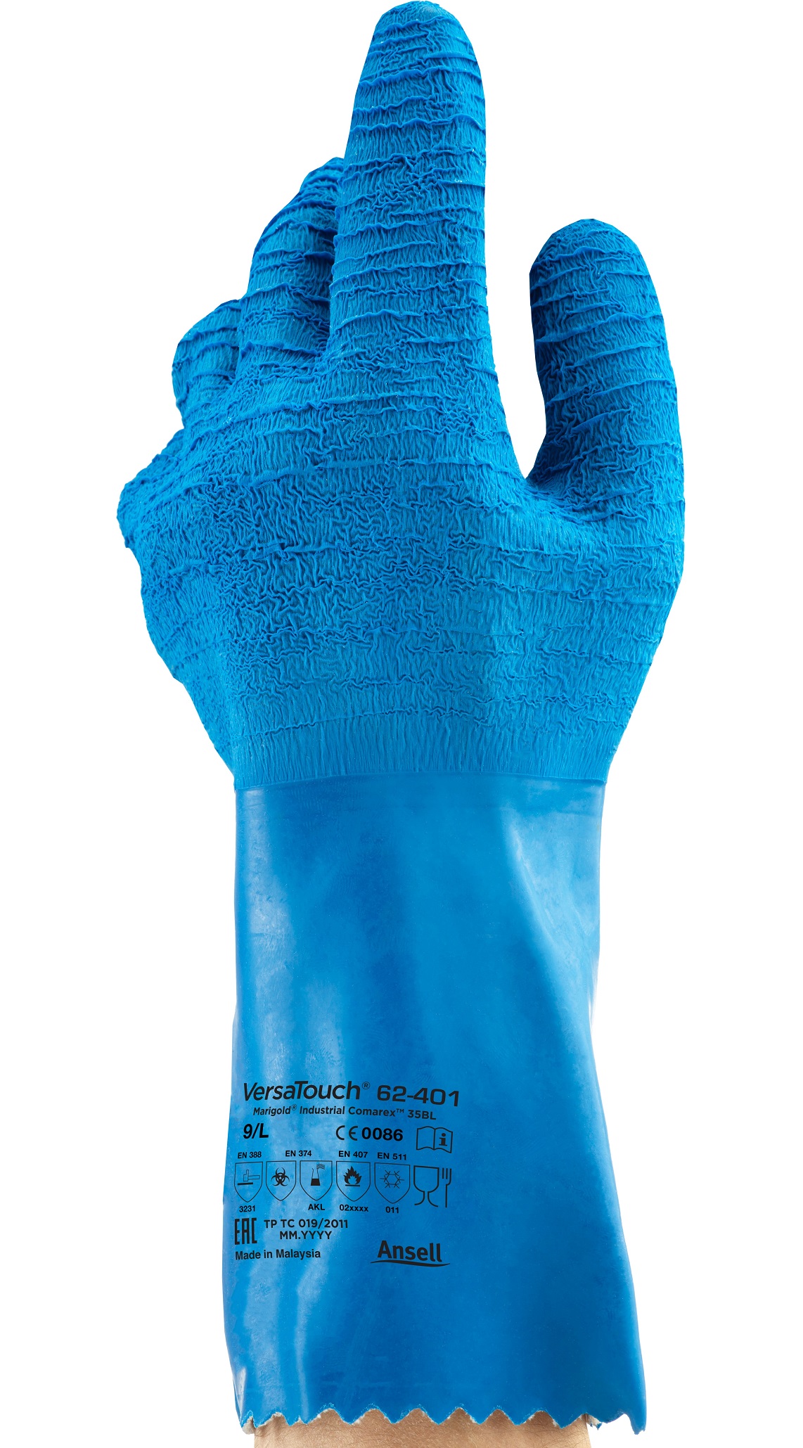 Ansell AlphaTec 62-401 latex chemical protective gloves level B