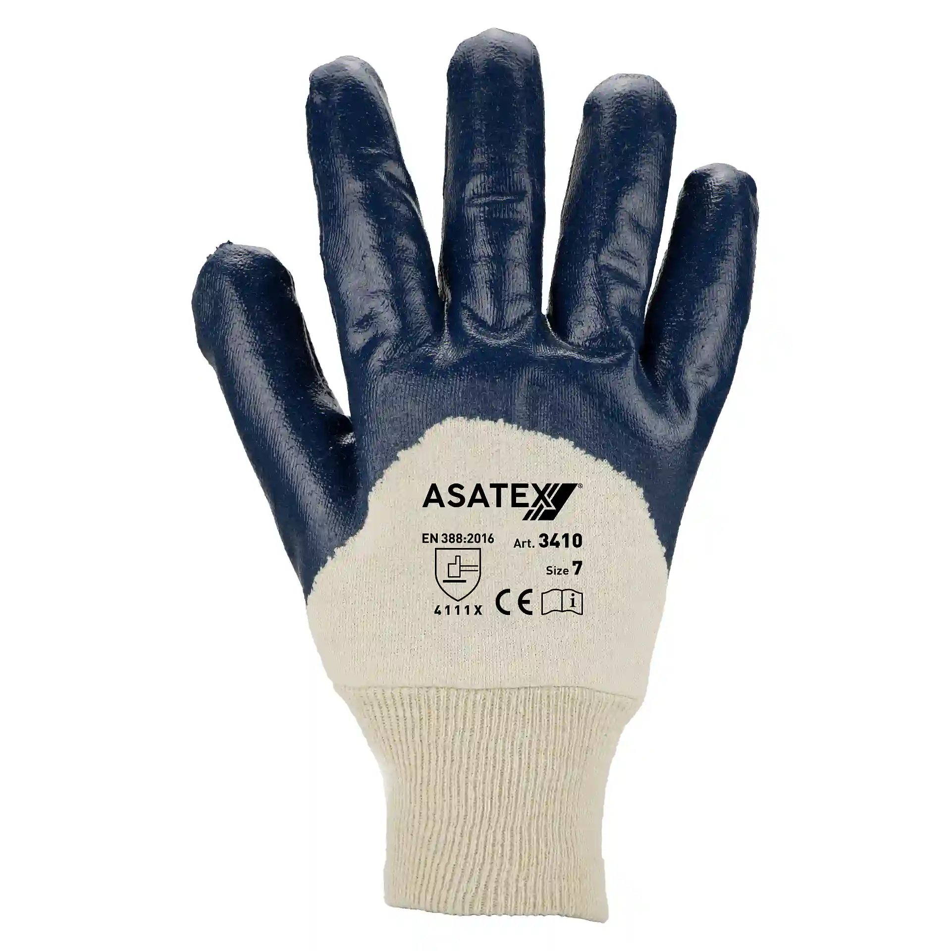 3410 Nitrile gloves with knitted waistband blue
