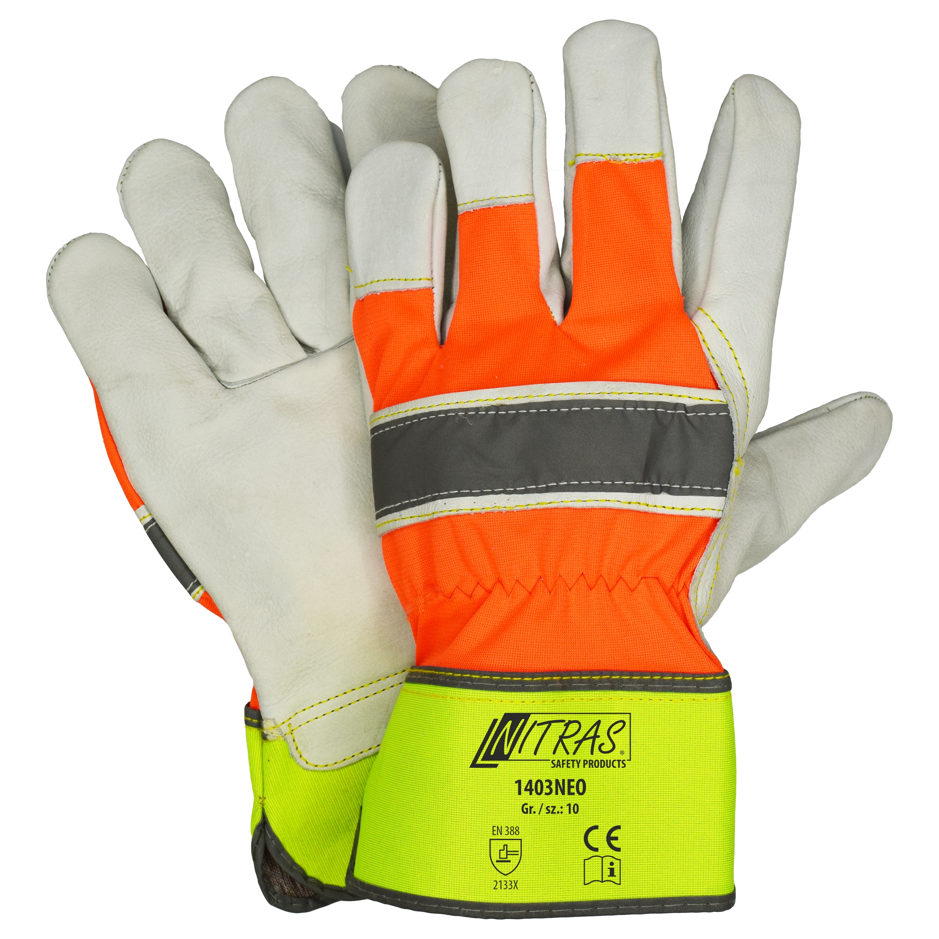 Nitras 1403NEO Cow full leather gloves in signal colours