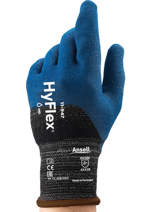 Ansell HyFlex 11-947 PU nitrile cut resistant gloves level B
