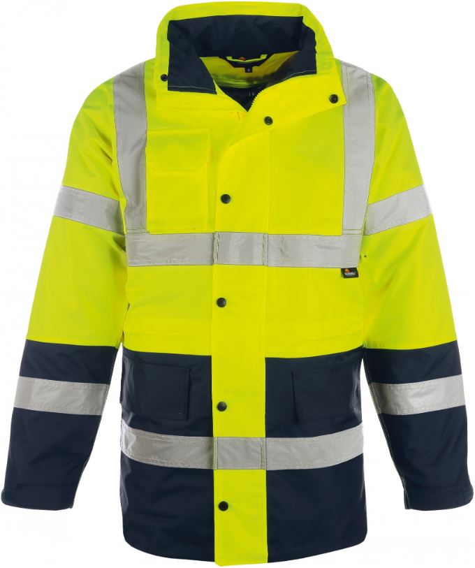 Vizwell VWJK05 Warning protection parka 2 in 1 bright yellow/marine
